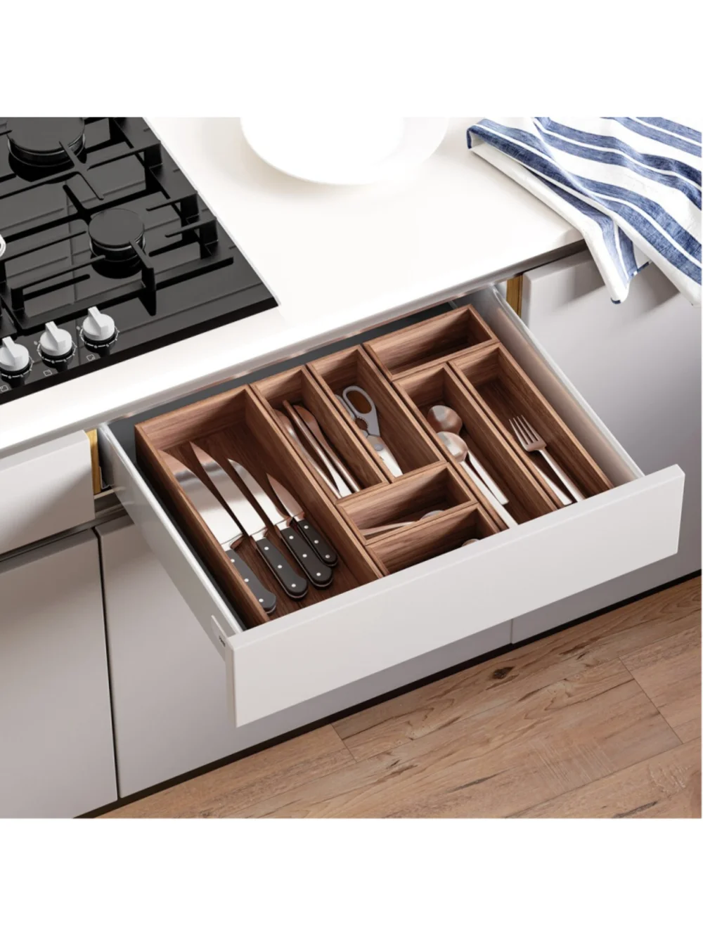 Seville Classics 10-Piece Acacia Storage Box Set
